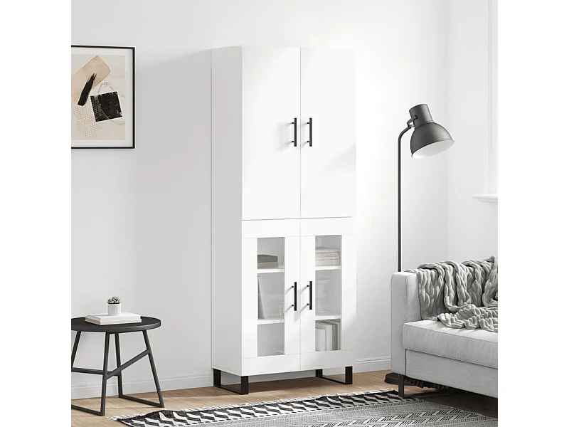 Buffet haut Blanc 69,5x34x180 cm Bois d'ingénierie