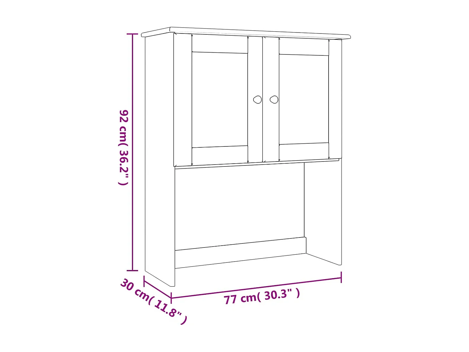 Dessus de commode ALTA 77x30x92 cm bois massif de pin