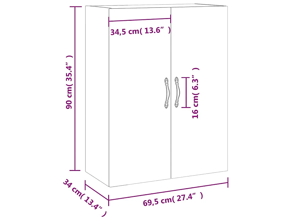 Armoire murale blanc 69,5x34x90 cm