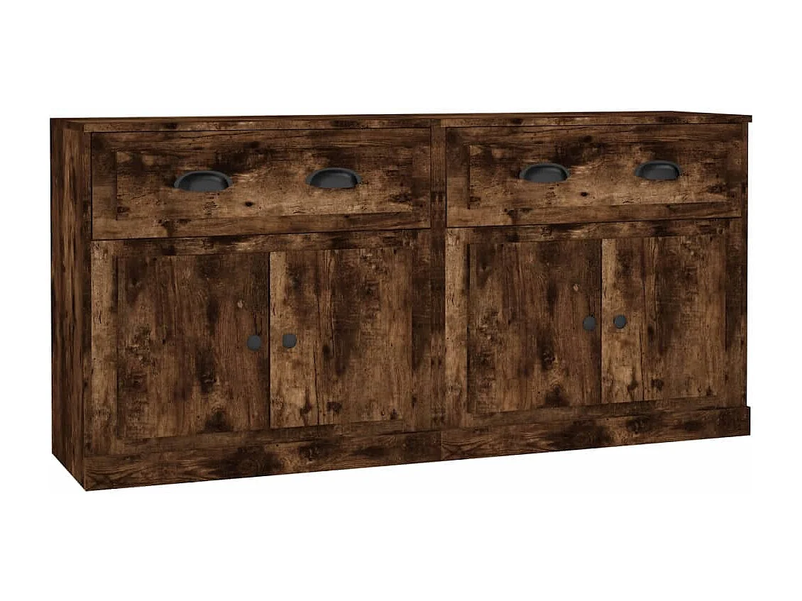 Buffets 2 pcs chêne fumé bois d'ingénierie