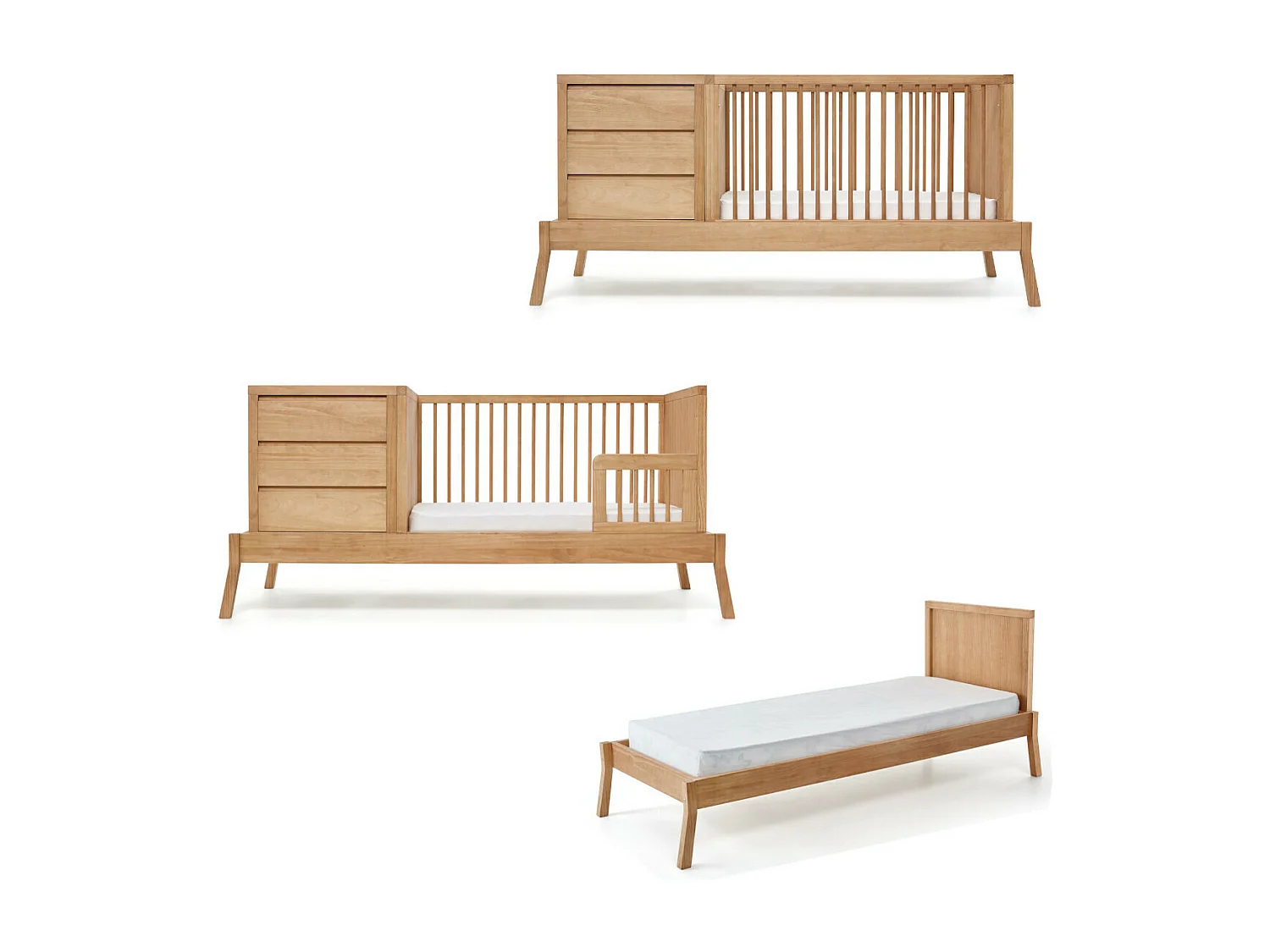 Lit évolutif bébé combiné avec matelas 70x120 cm bois massif bois SYA