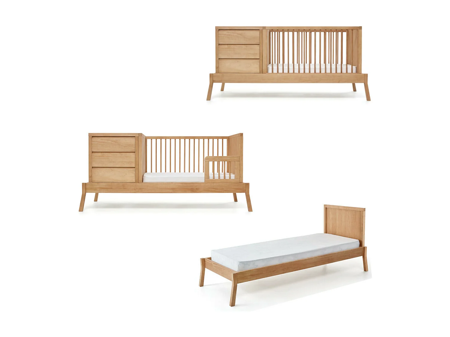 Lit évolutif bébé avec tiroir et matelas 70x120 cm bois massif bois SYA