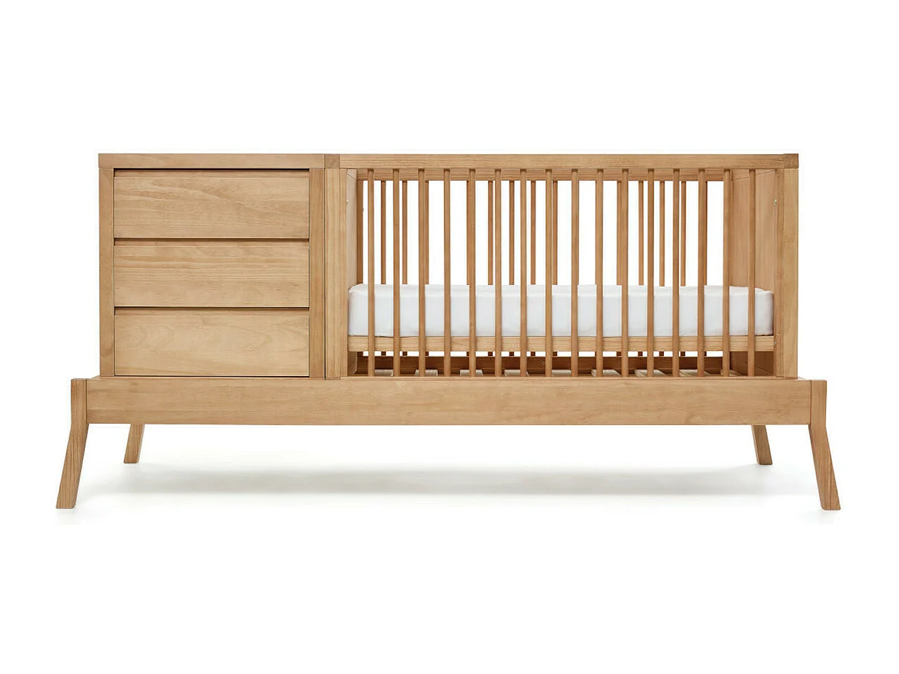 Lit évolutif bébé avec tiroir et matelas 70x120 cm bois massif bois SYA