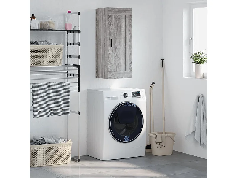 Mobile a Parete Grigio Sonoma 34,5x34x90 cm Legno Multistrato