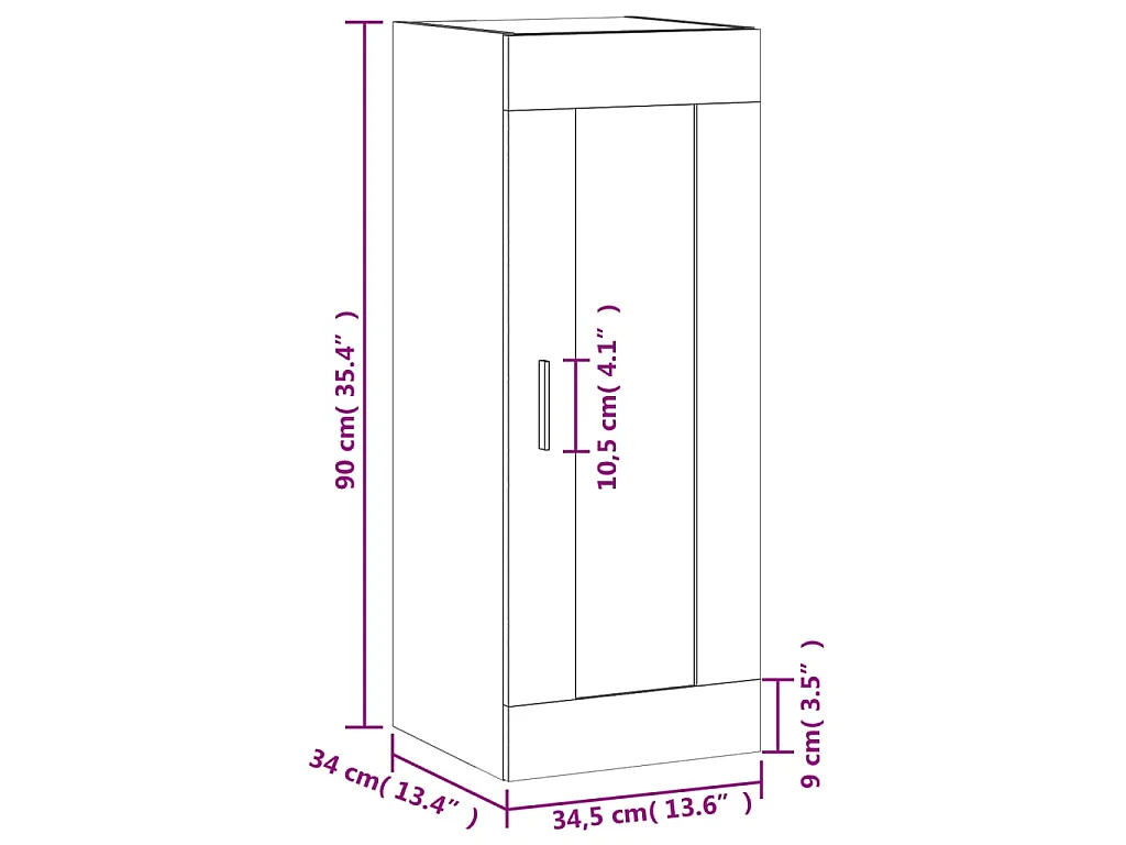 Armoire murale sonoma gris 34,5x34x90 cm bois d'ingénierie