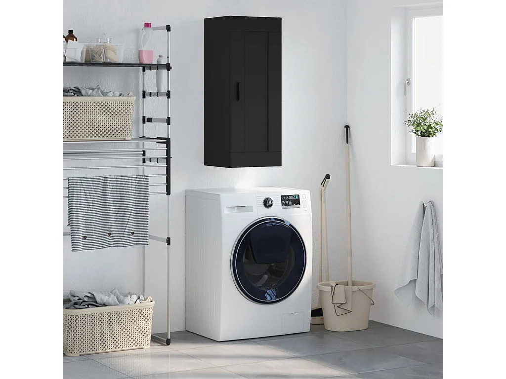 Wandschrank Schwarz 34,5x34x90 cm Holzwerkstoff