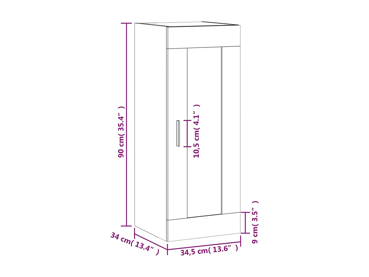 Wandschrank Schwarz 34,5x34x90 cm Holzwerkstoff
