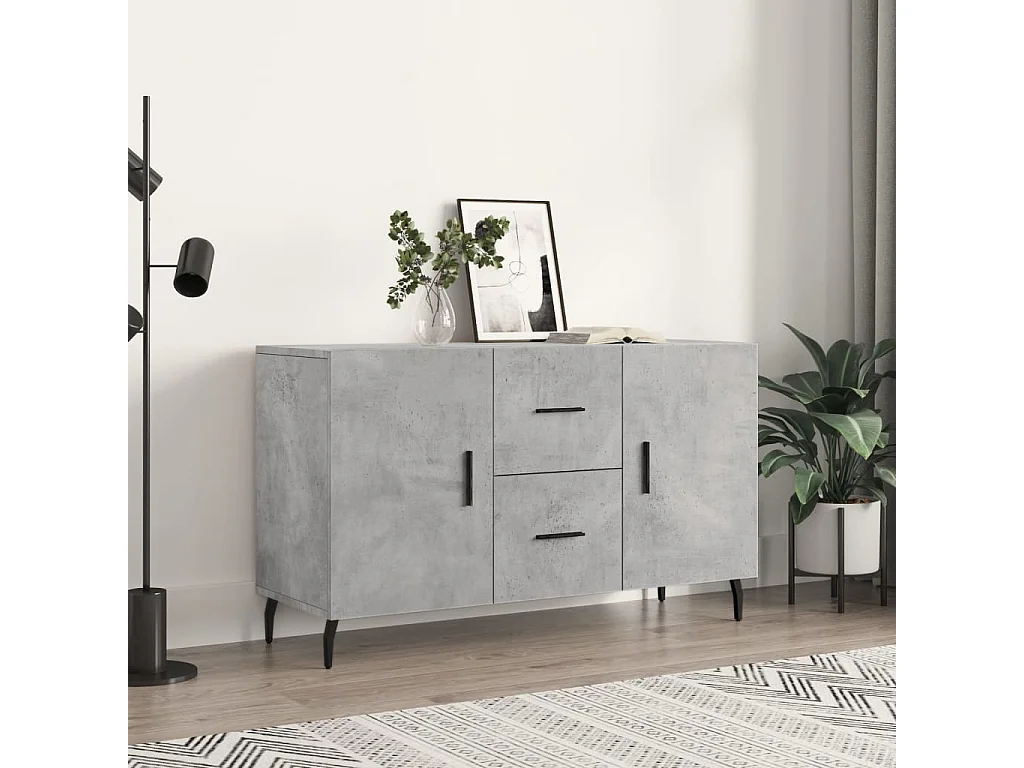 Buffet gris béton 100x36x60 cm bois d'ingénierie