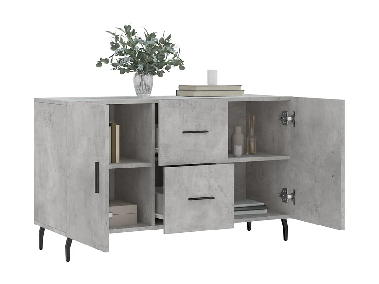 Buffet gris béton 100x36x60 cm bois d'ingénierie