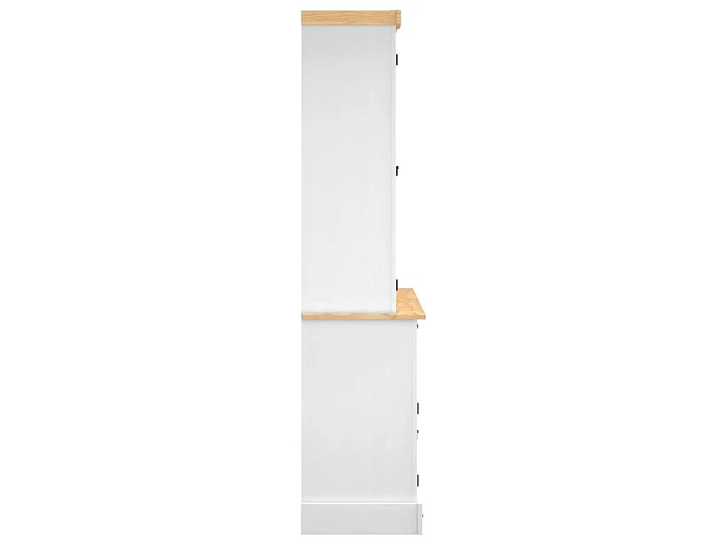 Buffet haut Corona blanc 112x43x196 cm bois massif pin mexicain