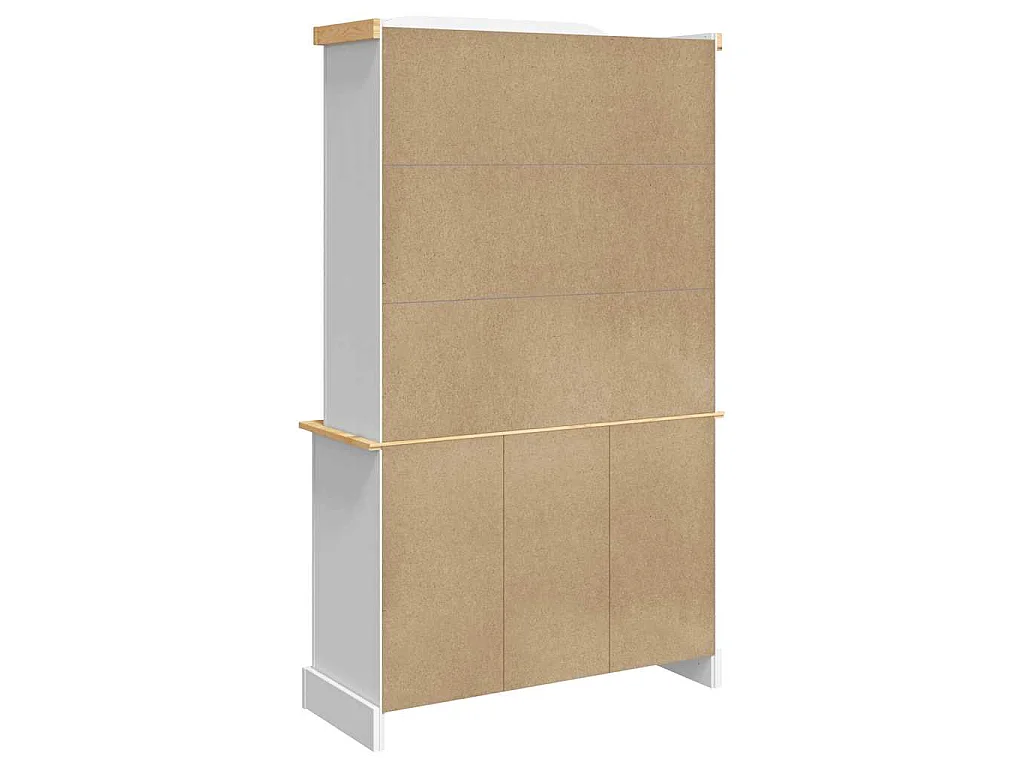 Buffet haut Corona blanc 112x43x196 cm bois massif pin mexicain