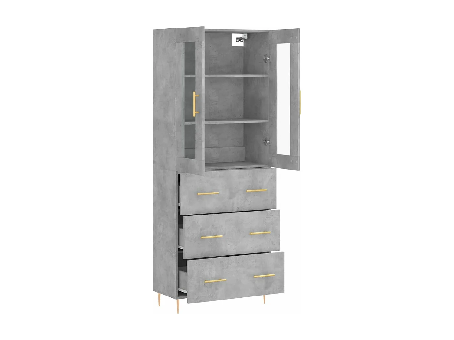 Highboard Betongrau 69,5x34x180 cm Holzwerkstoff