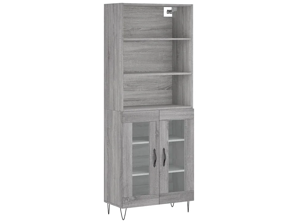 Highboard Grau Sonoma 69,5x34x180 cm Holzwerkstoff