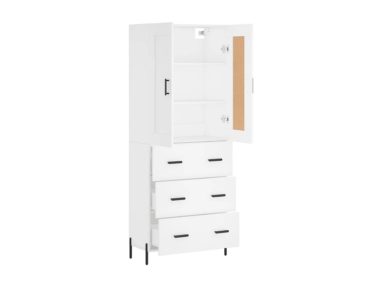 Buffet haut Blanc 69,5x34x180 cm Bois d'ingénierie