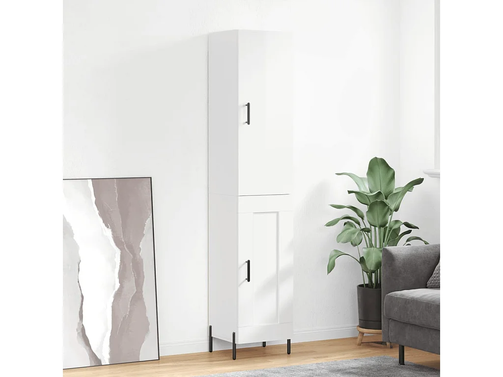 Highboard Hochglanz-Weiß 34,5x34x180 cm Holzwerkstoff