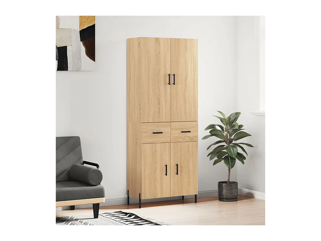 Highboard Sonoma-Eiche 69,5x34x180 cm Holzwerkstoff