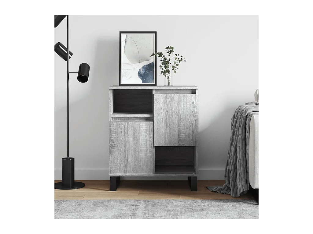 Dressoir 60x35x70 cm bewerkt hout grijs sonoma eikenkleurig