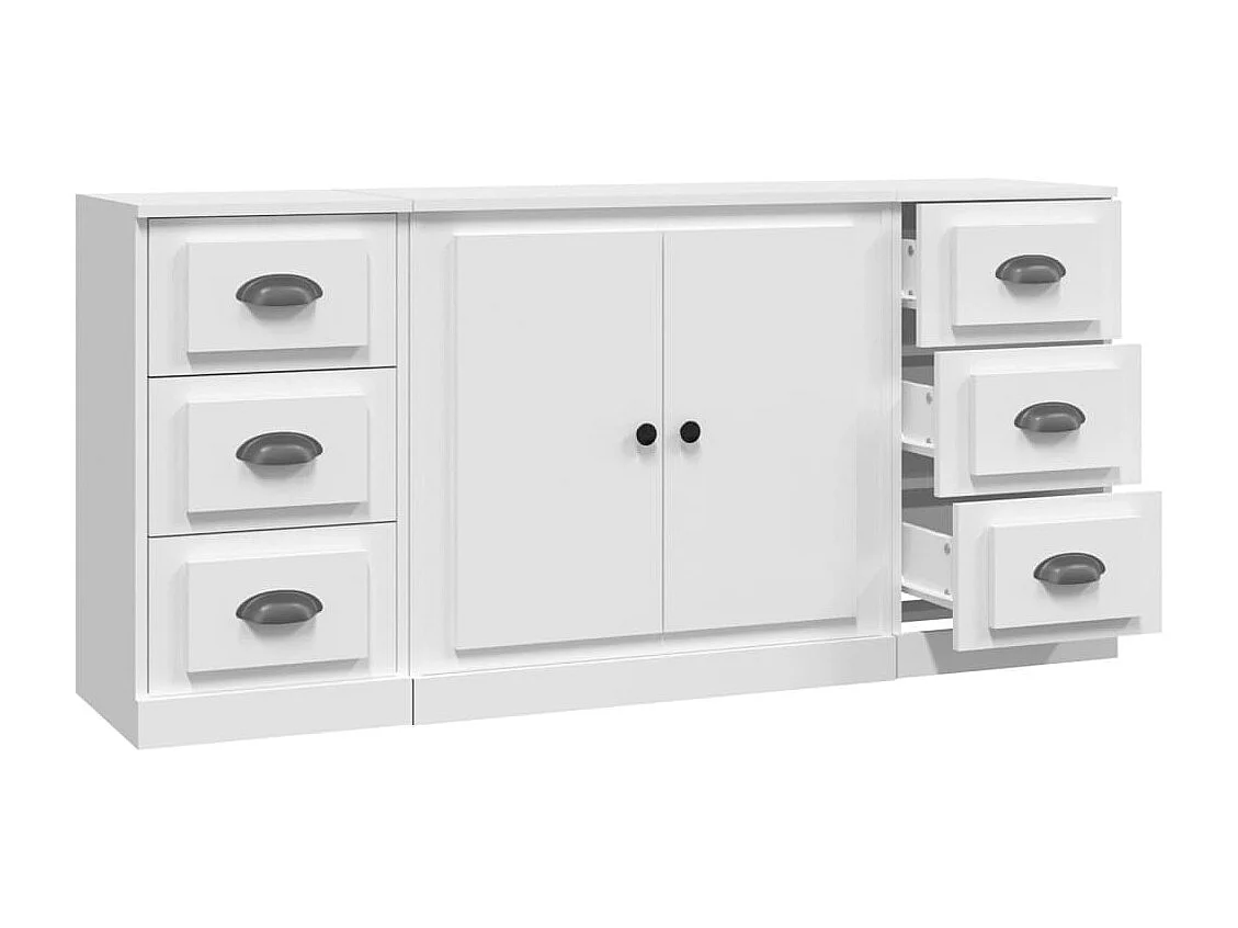 Aparadores 3 pcs madeira processada branco