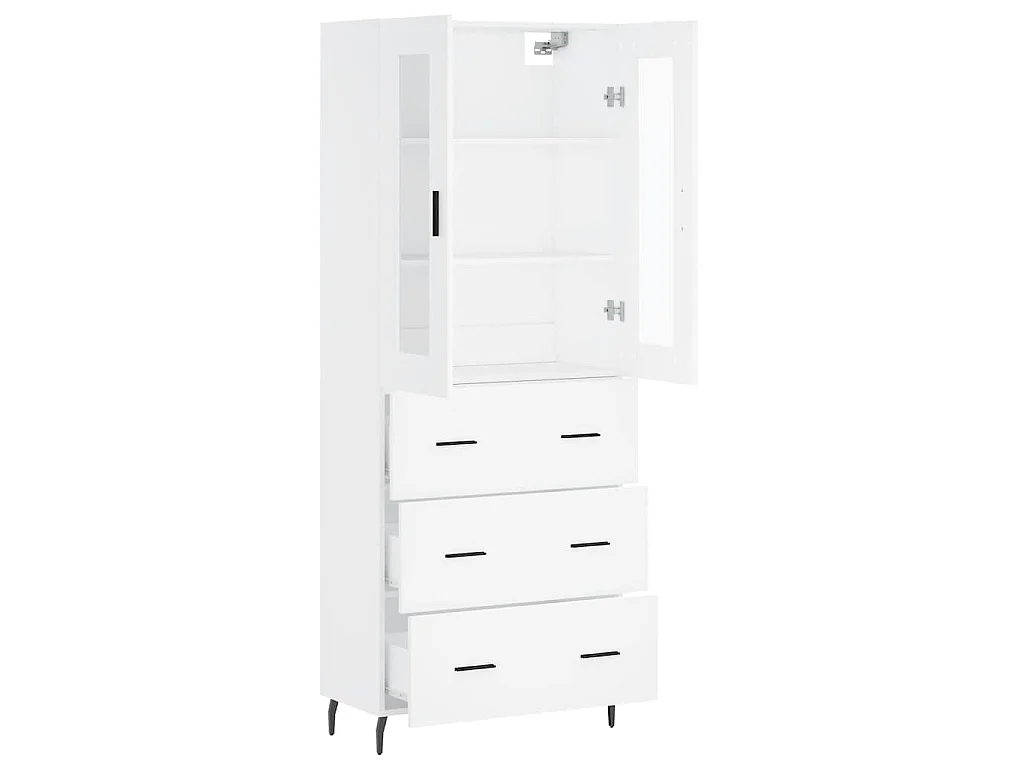 Buffet haut Blanc 69,5x34x180 cm Bois d'ingénierie