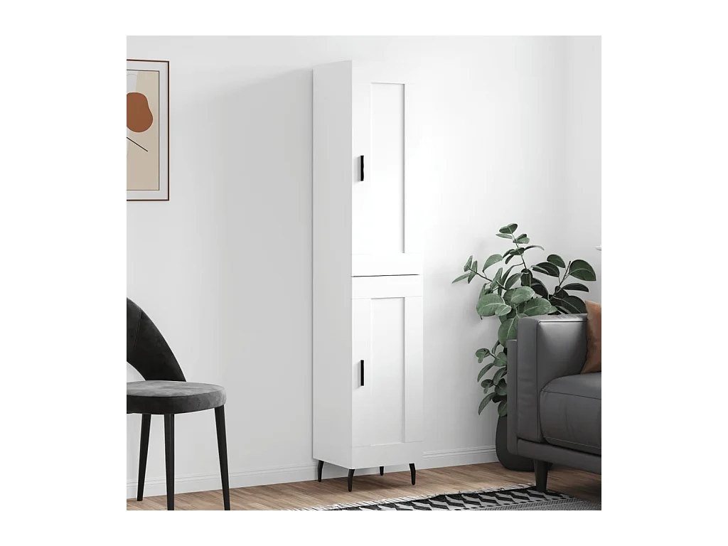 Buffet haut Blanc 34,5x34x180 cm Bois d'ingénierie