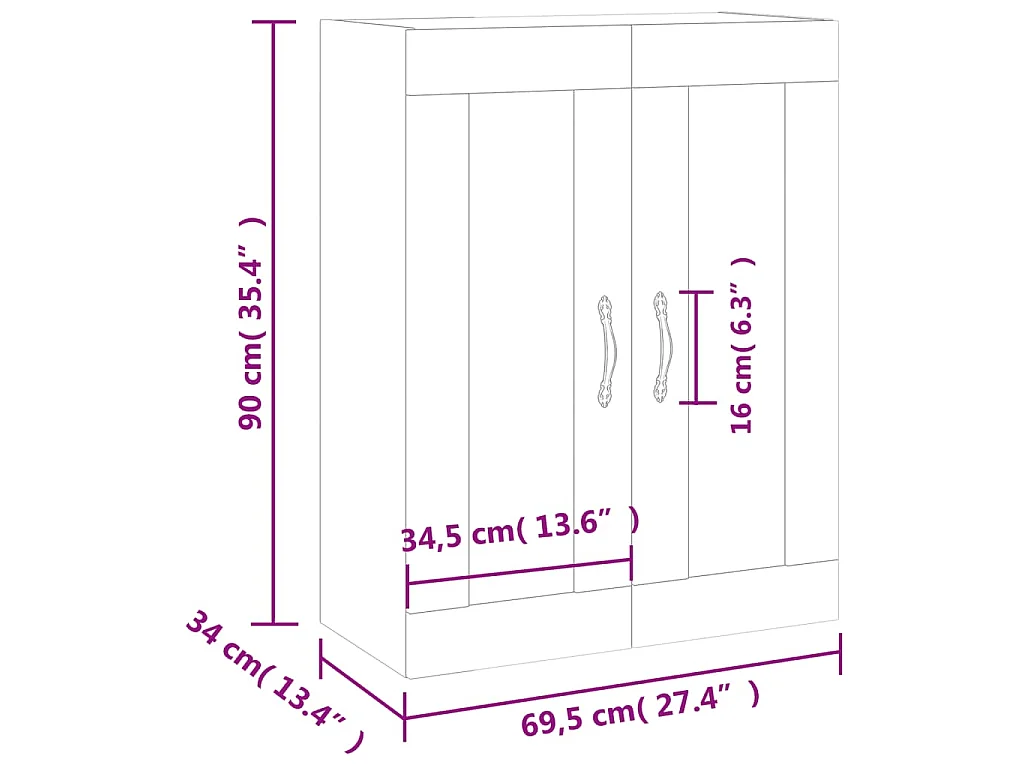 Bovenkast 69,5x34x90 cm betongrijs