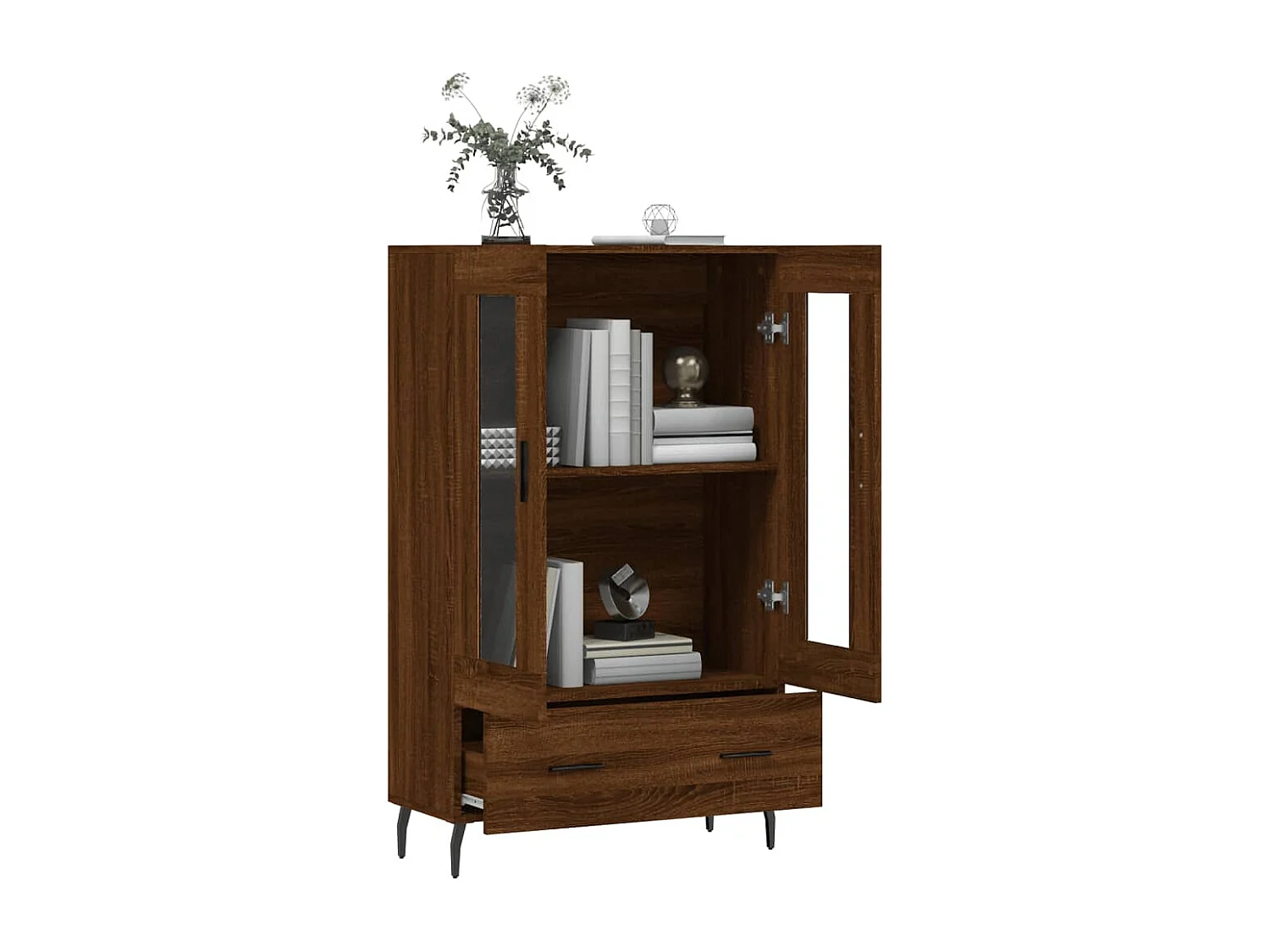 Buffet haut chêne marron 69,5x31x115 cm bois d'ingénierie