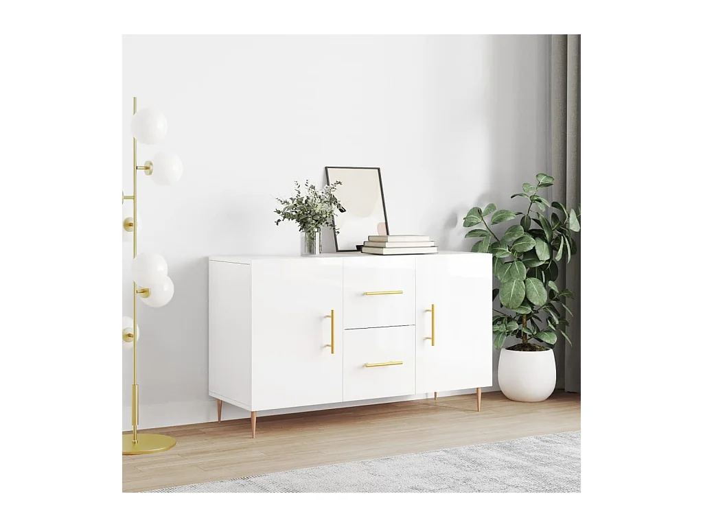 Buffet blanc brillant 100x36x60 cm bois d'ingénierie
