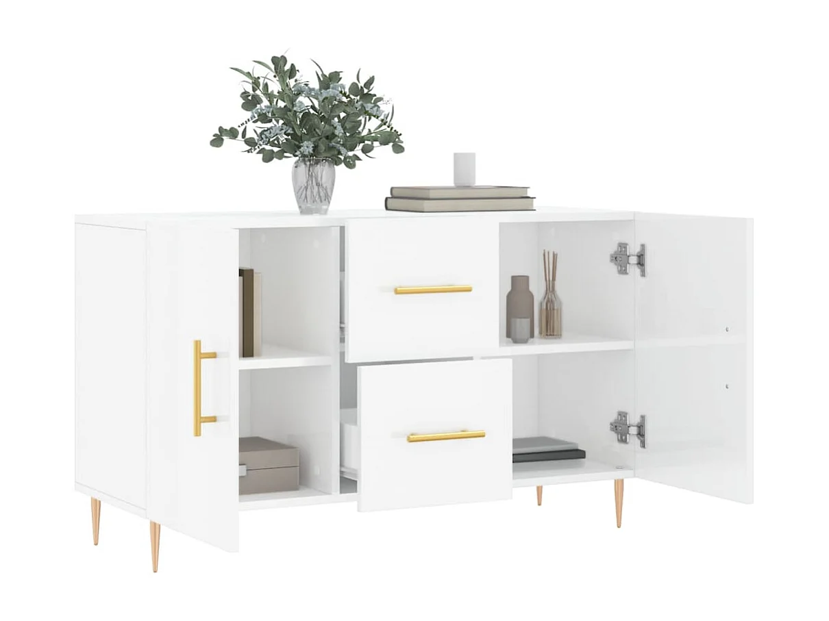 Buffet blanc brillant 100x36x60 cm bois d'ingénierie
