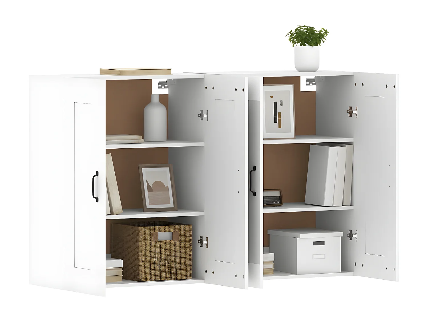 Armoires murales 2 pcs blanc bois d'ingénierie