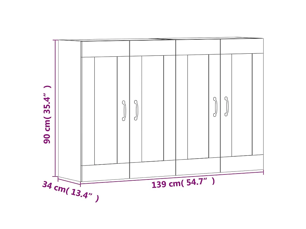 Armoires murales 2 pcs blanc bois d'ingénierie