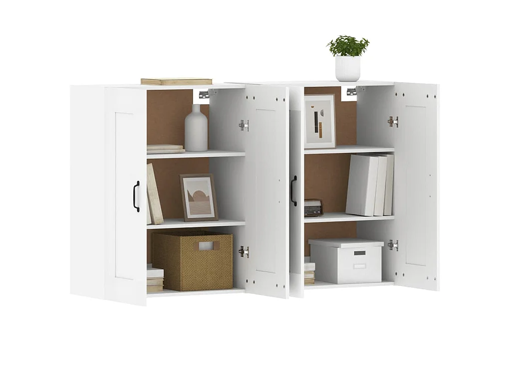 Armoires murales 2 pcs blanc bois d'ingénierie