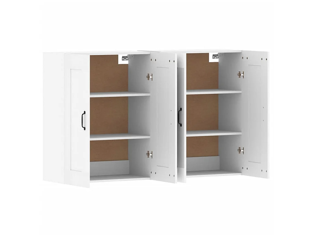 Armoires murales 2 pcs blanc bois d'ingénierie