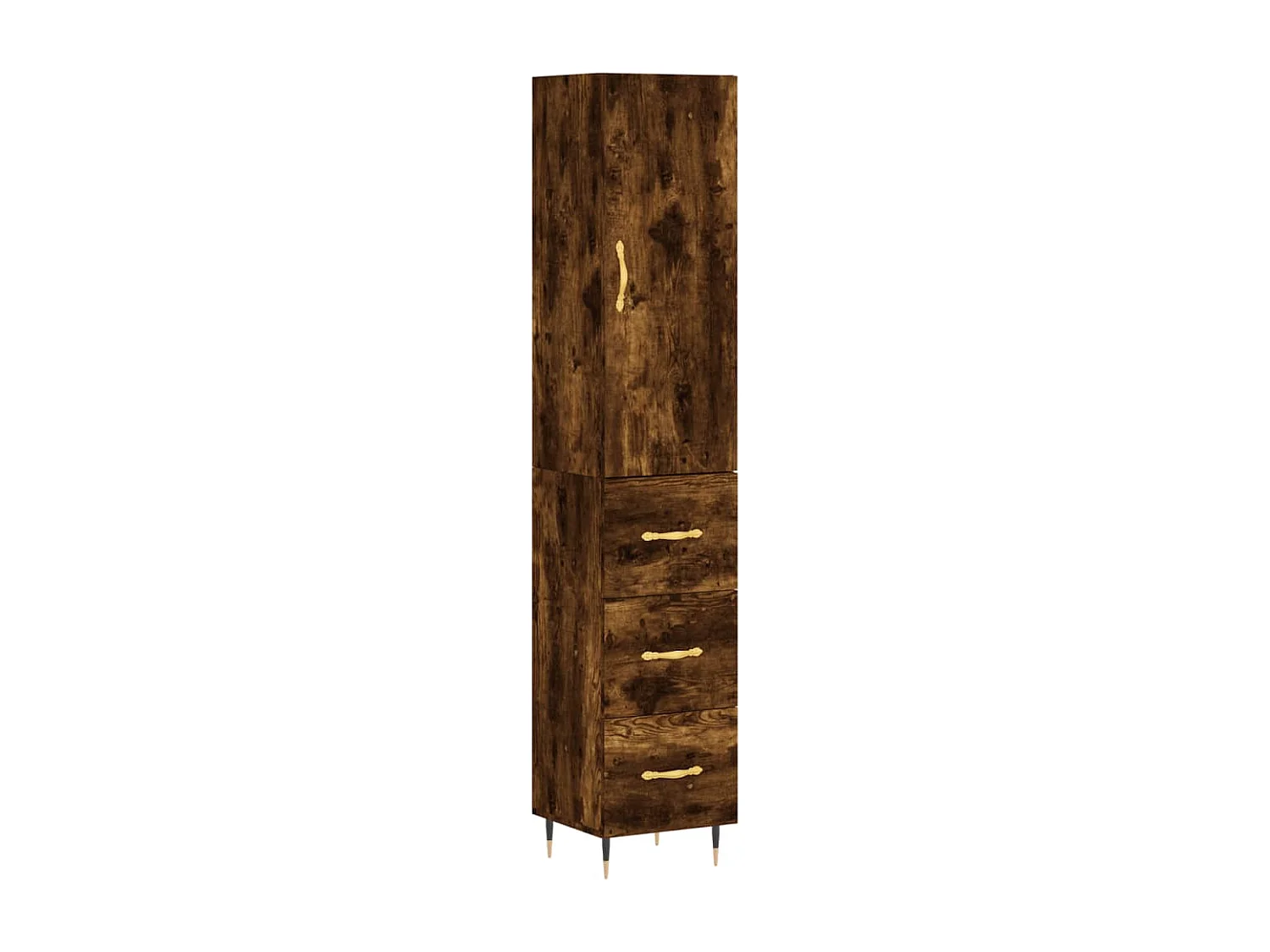 Buffet haut Chêne fumé 34,5x34x180 cm Bois d'ingénierie