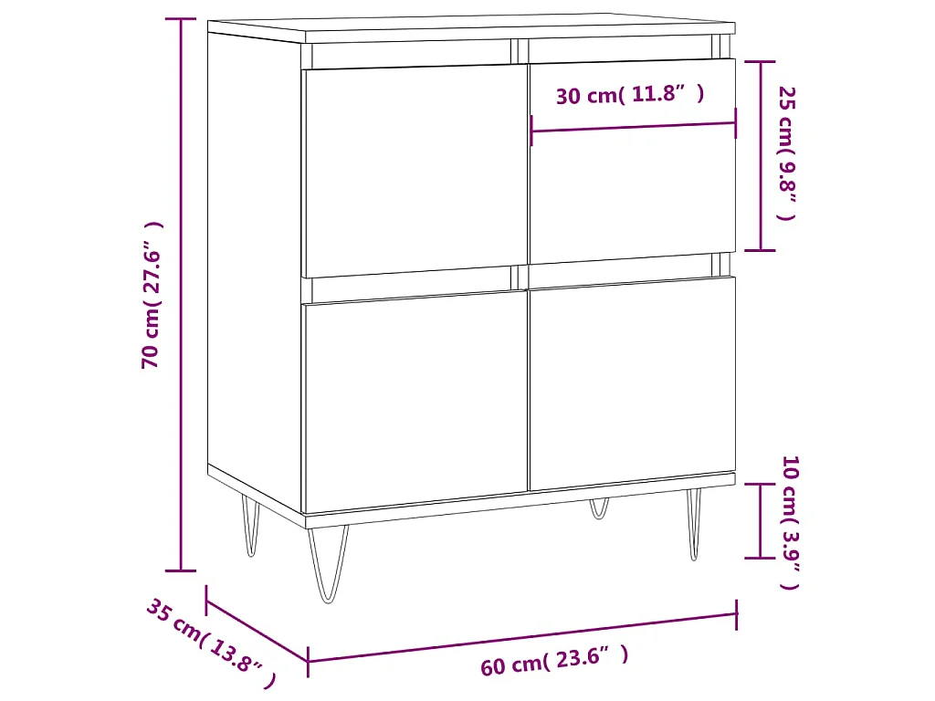 Buffet Blanc 60x35x70 cm Bois d'ingénierie