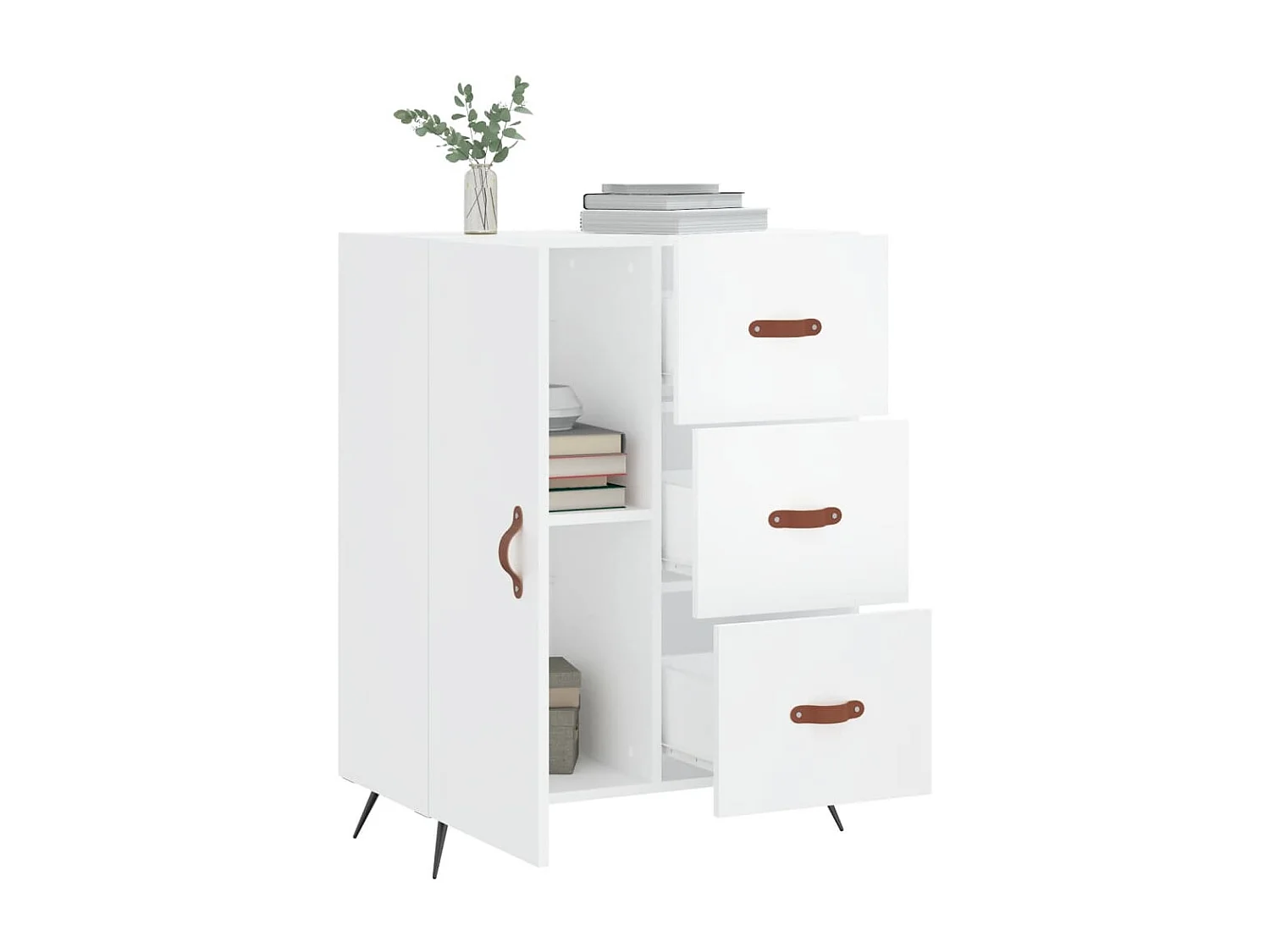 Sideboard Hochglanz-Weiß 69,5x34x90 cm Holzwerkstoff