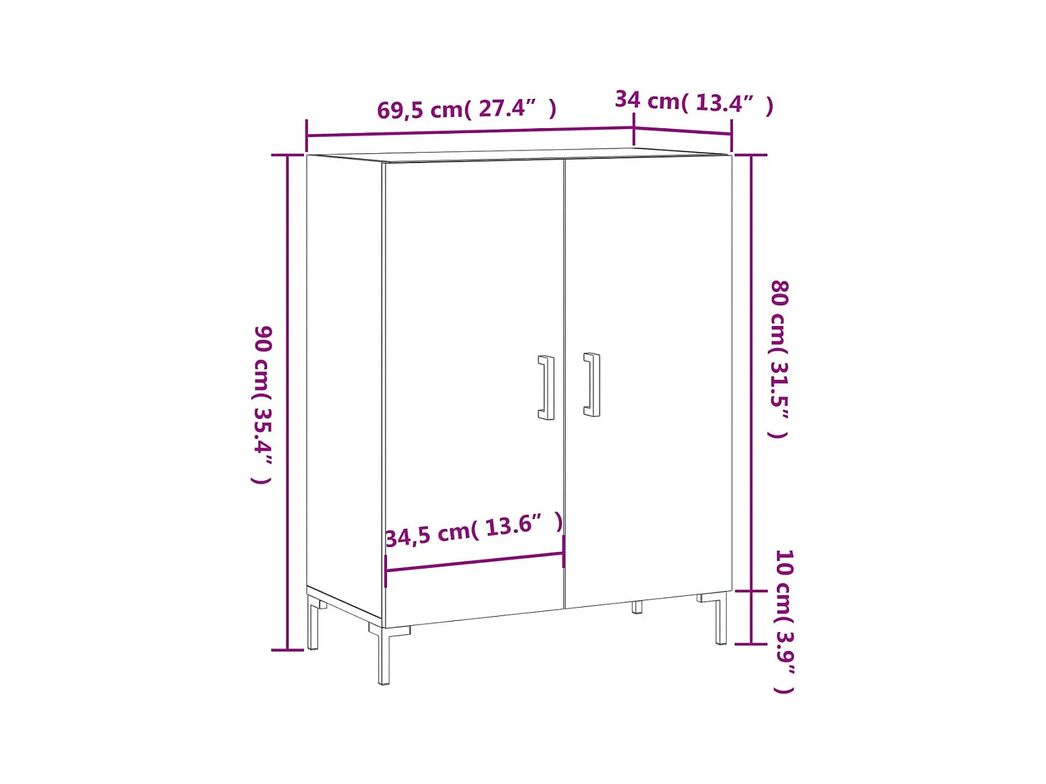 Sideboard Betongrau 69,5x34x90 cm Holzwerkstoff