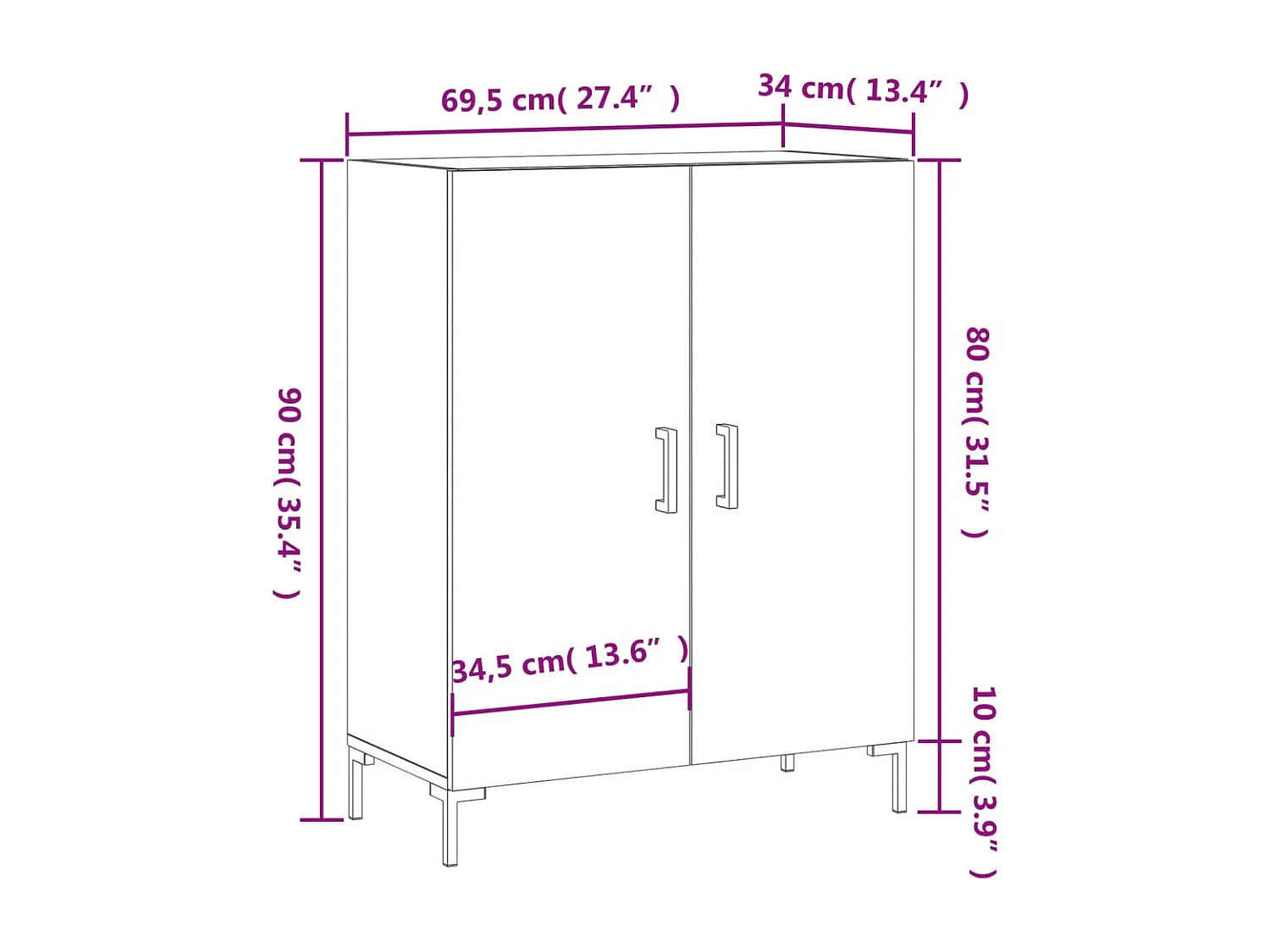 Sideboard Betongrau 69,5x34x90 cm Holzwerkstoff