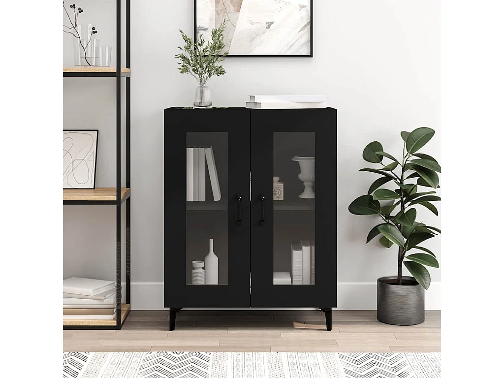 Buffet noir 69,5x34x90 cm bois d'ingénierie