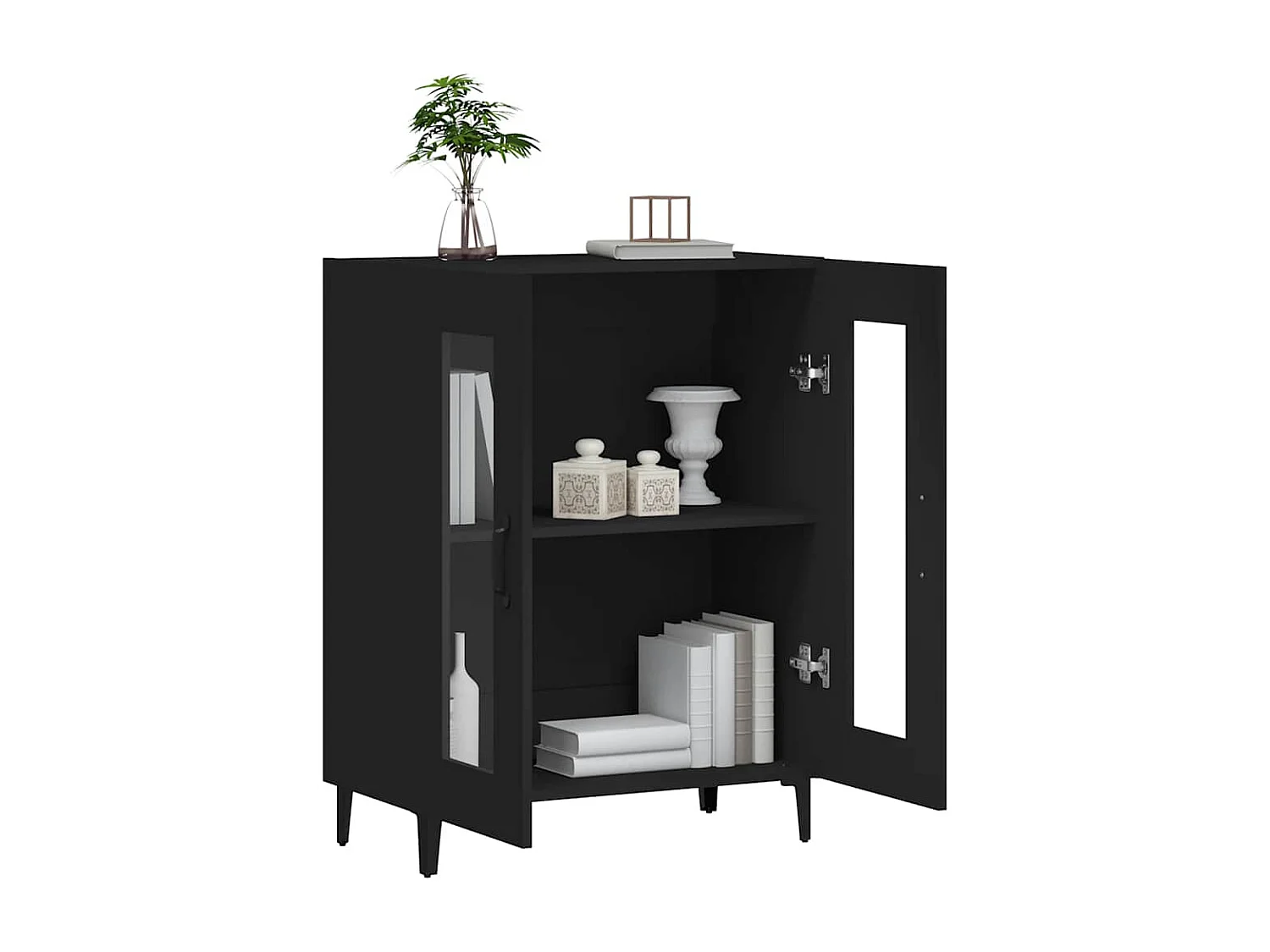Buffet noir 69,5x34x90 cm bois d'ingénierie