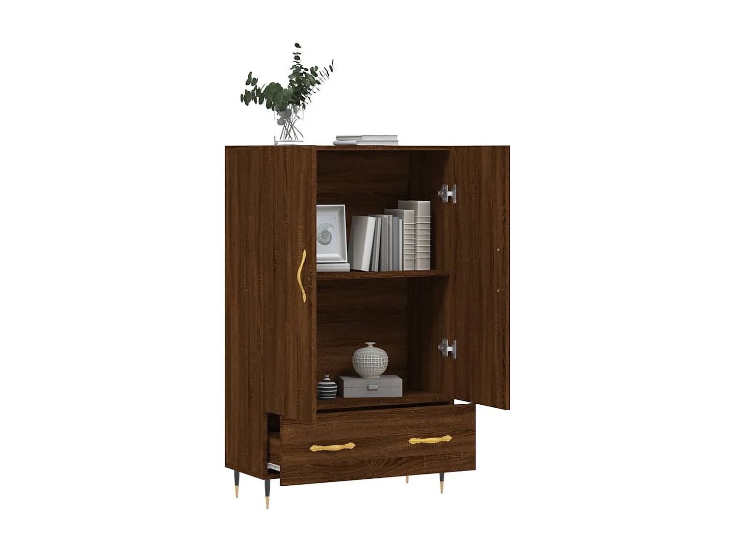 Buffet haut chêne marron 69,5x31x115 cm bois d'ingénierie