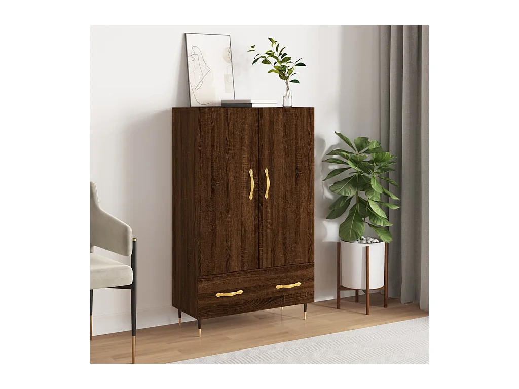 Highboard Braun Eichen-Optik 69,5x31x115 cm Holzwerkstoff