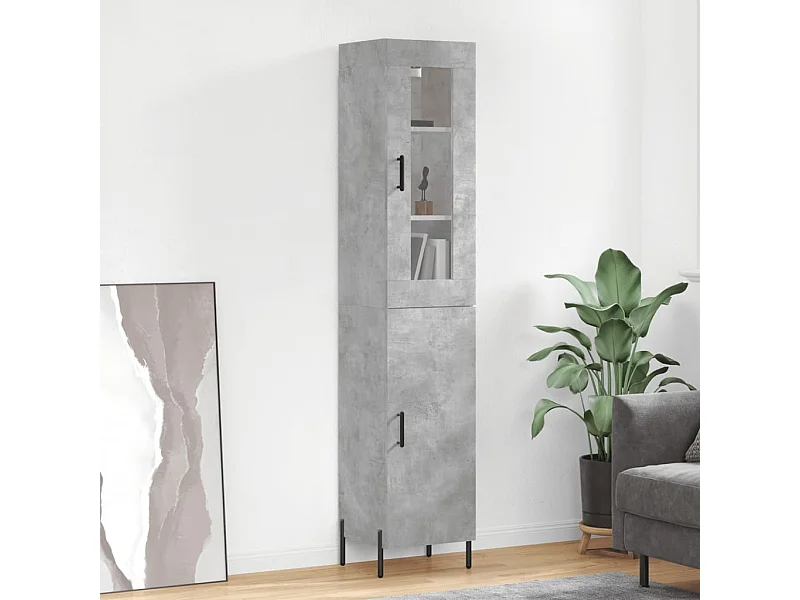 Aparador de madera contrachapada gris hormigón 34,5x34x180 cm