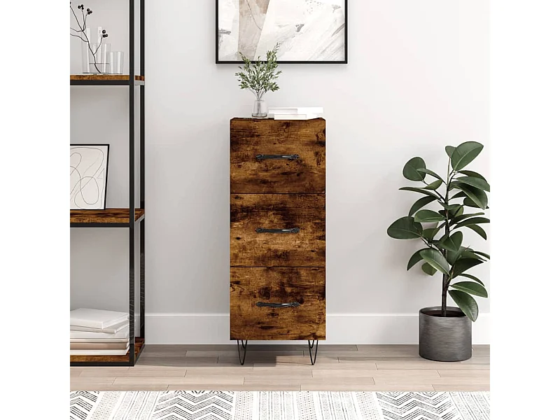 Buffet Chêne fumé 34,5x34x90 cm Bois d'ingénierie