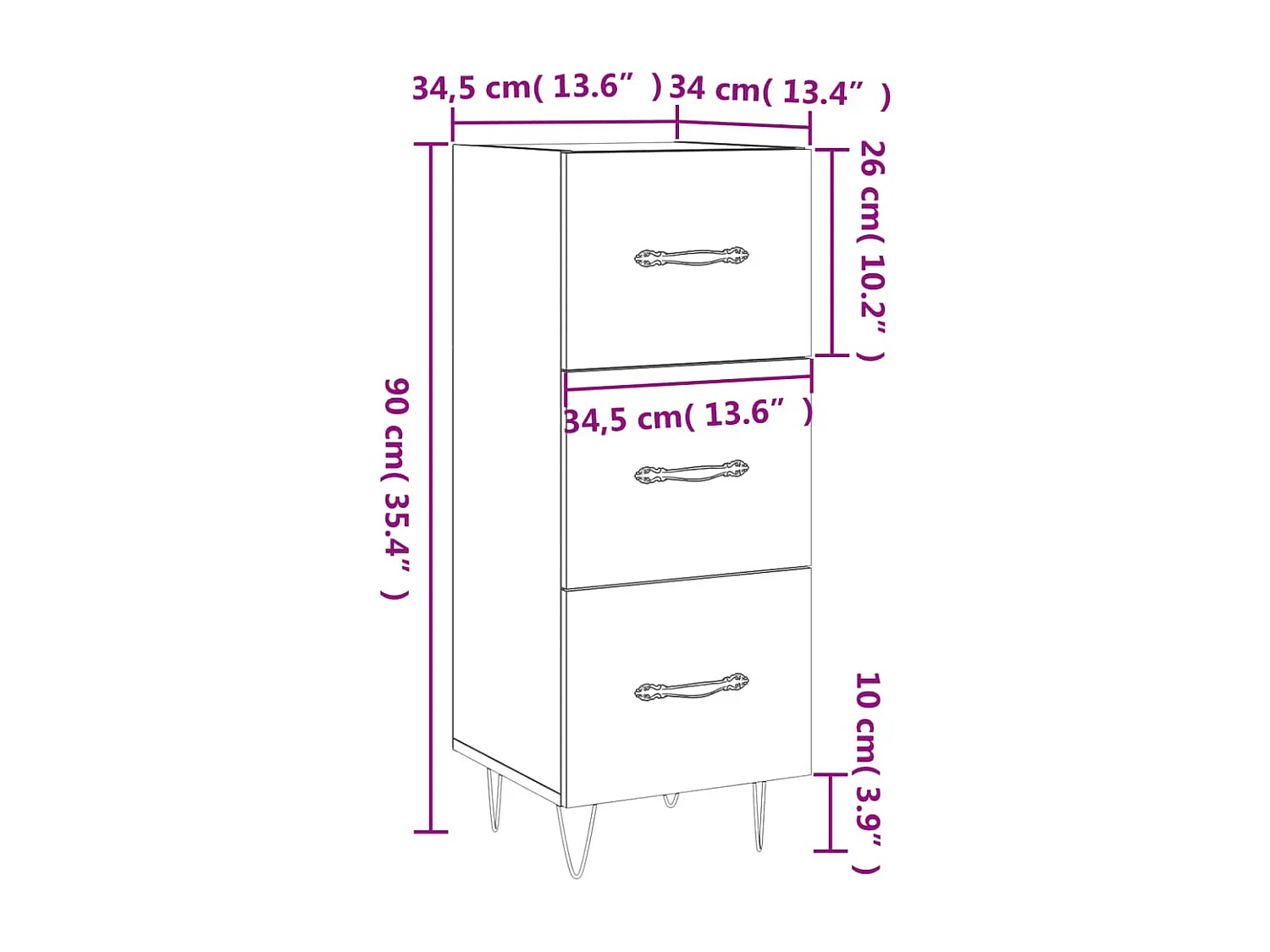 Buffet Chêne fumé 34,5x34x90 cm Bois d'ingénierie
