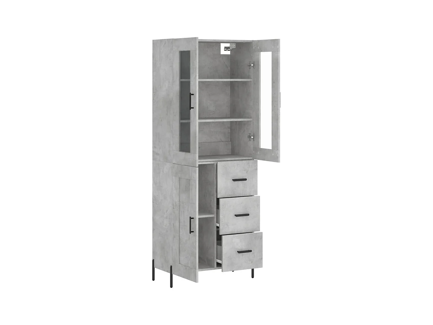 Highboard Betongrau 69,5x34x180 cm Holzwerkstoff