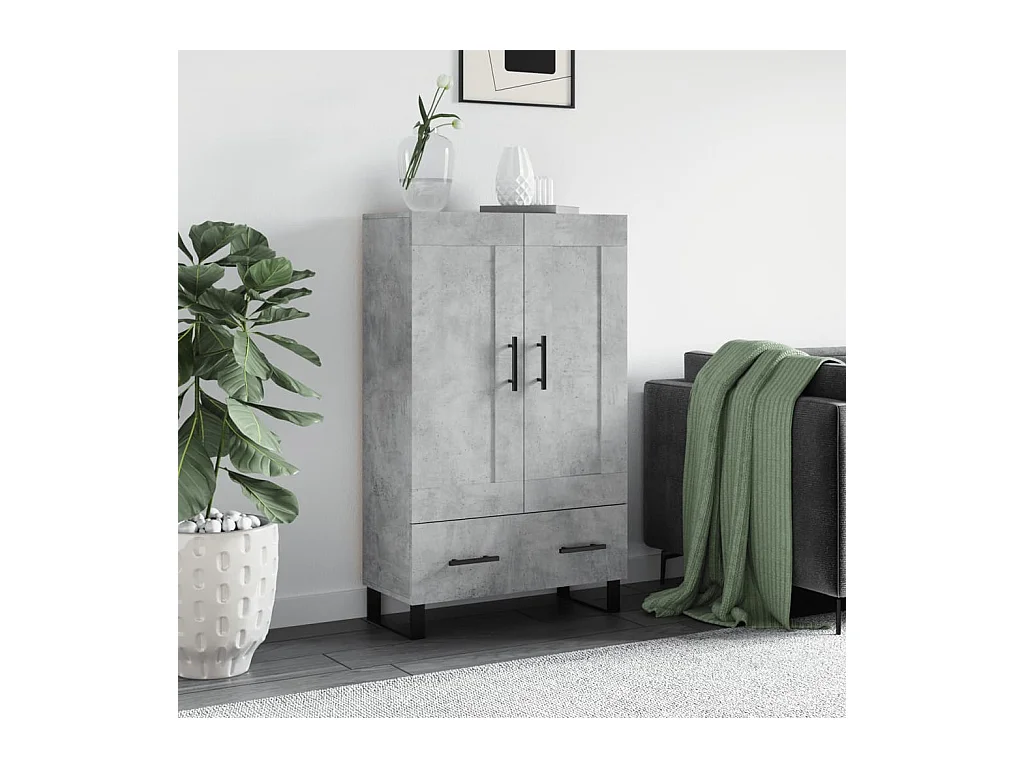 Buffet haut gris béton 69,5x31x115 cm bois d'ingénierie