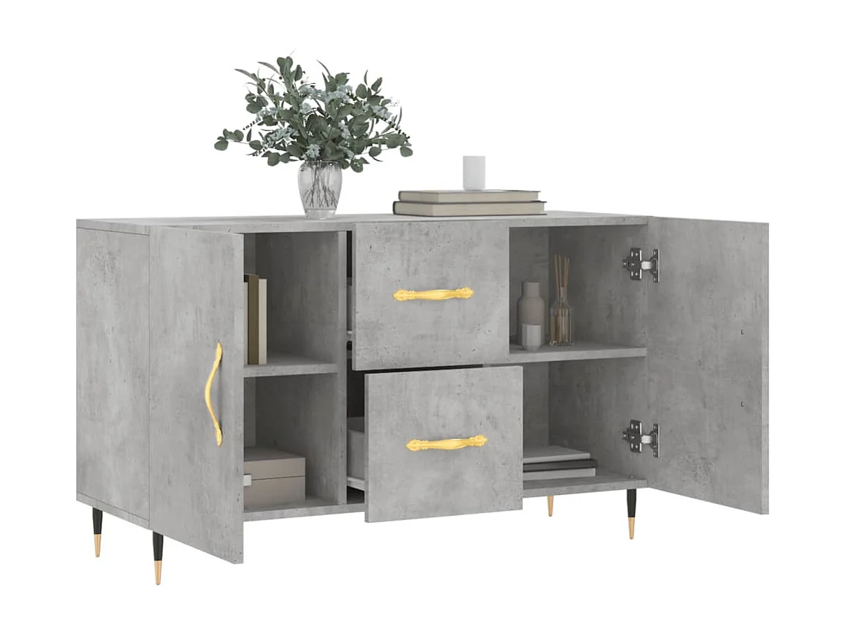Buffet gris béton 100x36x60 cm bois d'ingénierie