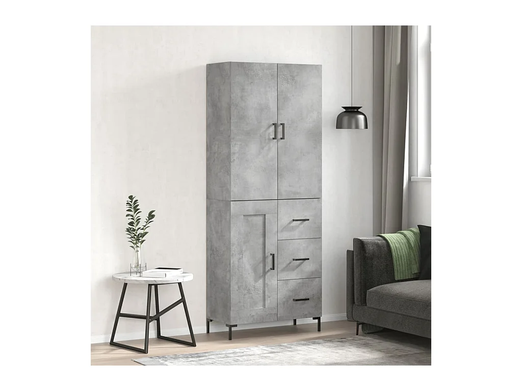 Highboard Betongrau 69,5x34x180 cm Holzwerkstoff