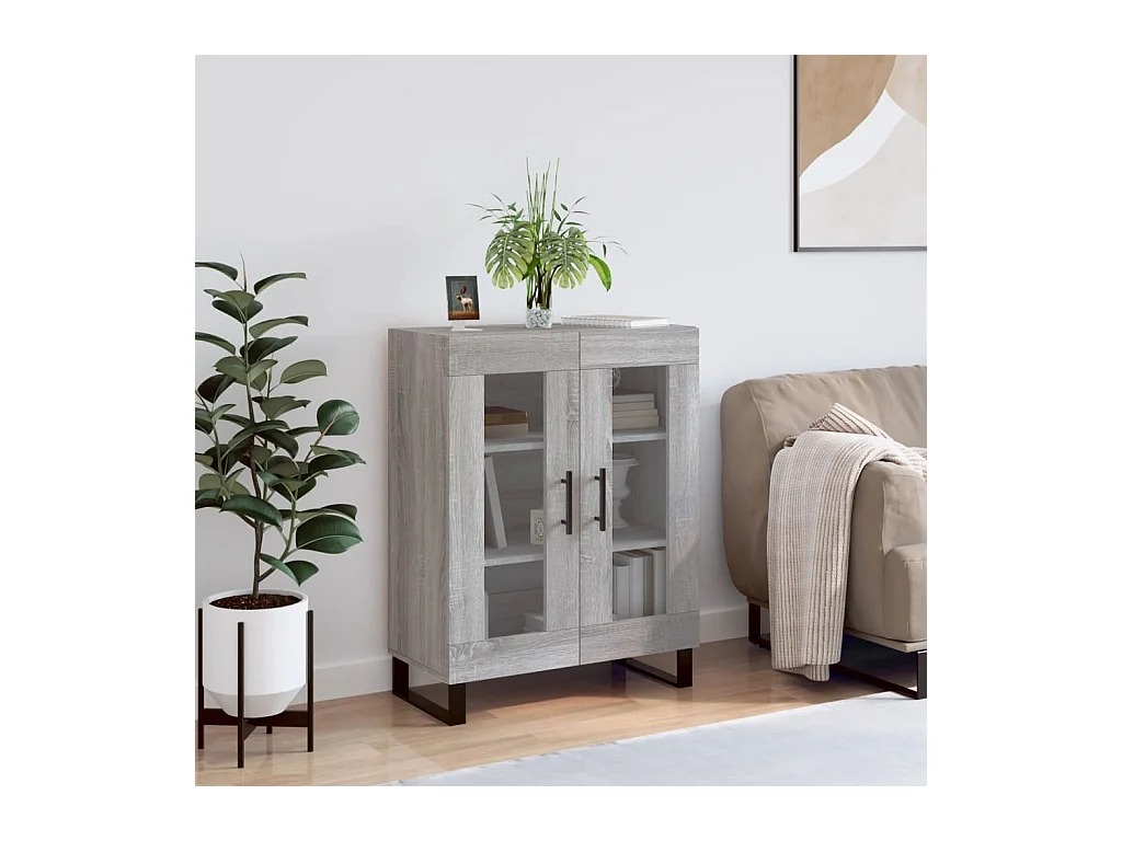 Dressoir 69,5x34x90 cm bewerkt hout grijs sonoma eikenkleurig