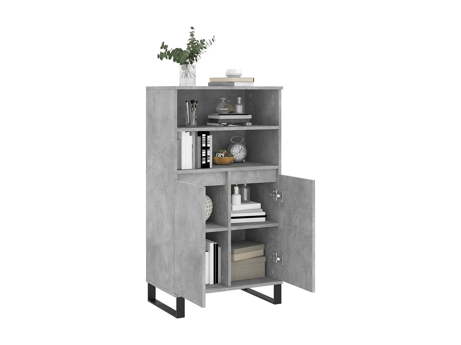 Buffet haut Gris béton 60x36x110 cm Bois d'ingénierie